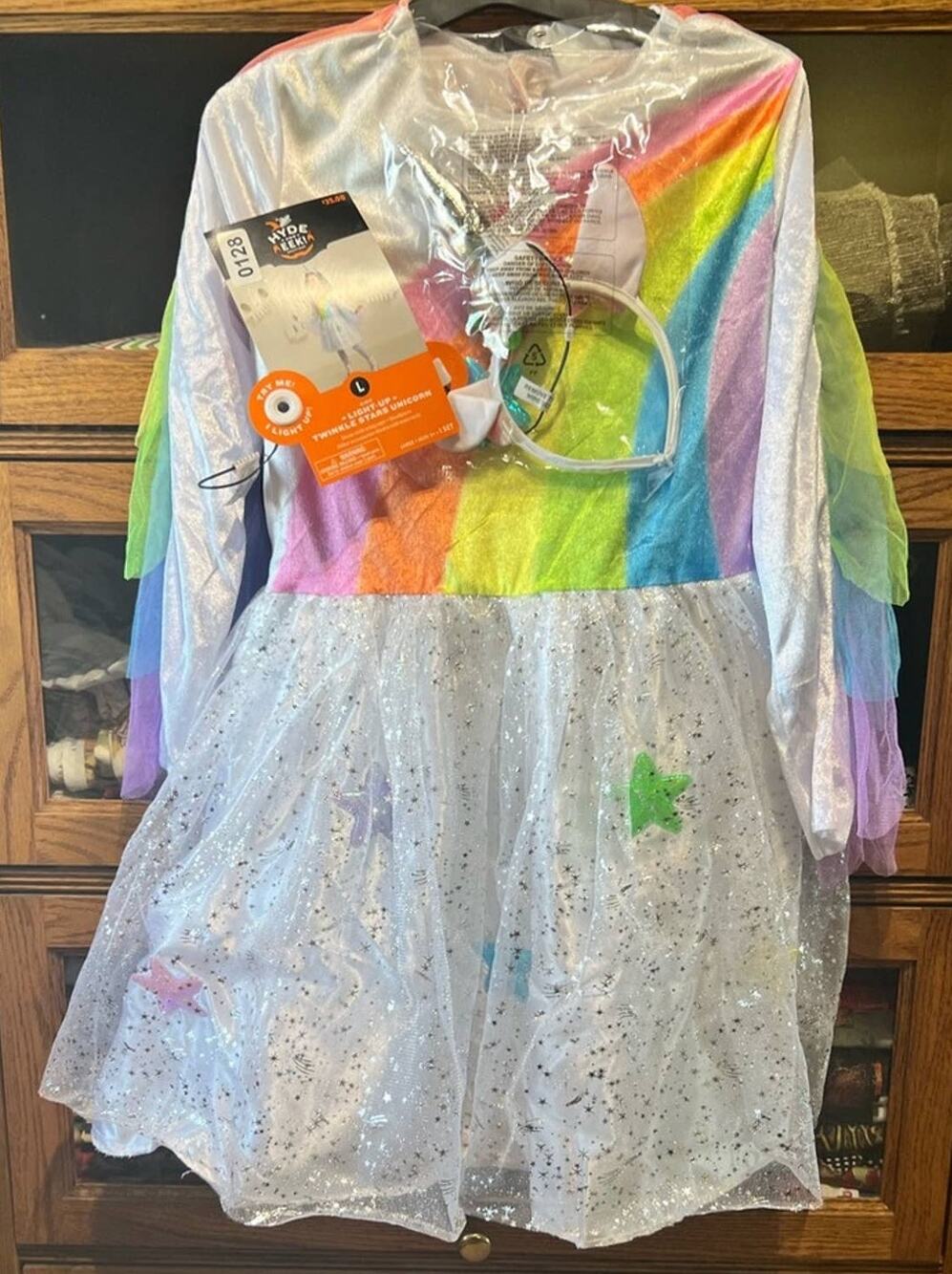 Hyde & Eek Girls Light Up Twinkle Stars Unicorn Dress Up Costume Girls Large NWT